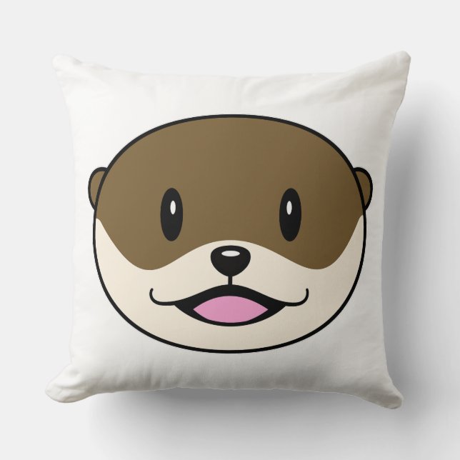 Cute Smiling Otter Throw Pillow (Front)