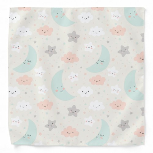 Cute Smiling Pastel Sky Pattern Bandana