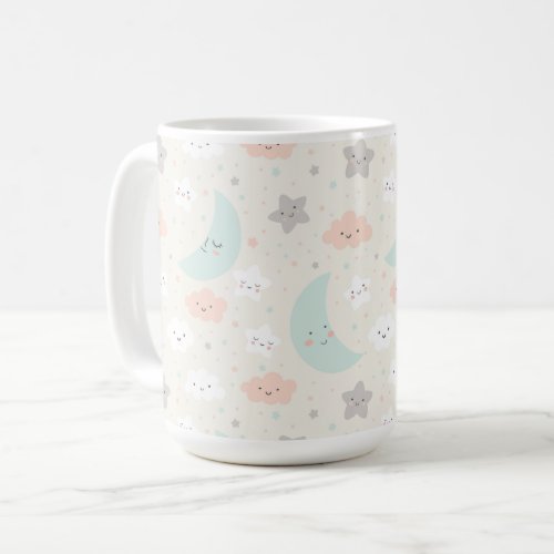 Cute Smiling Pastel Sky Pattern Coffee Mug