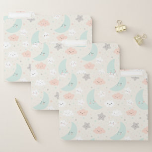 Cute Smiling Pastel Sky Pattern File Folder