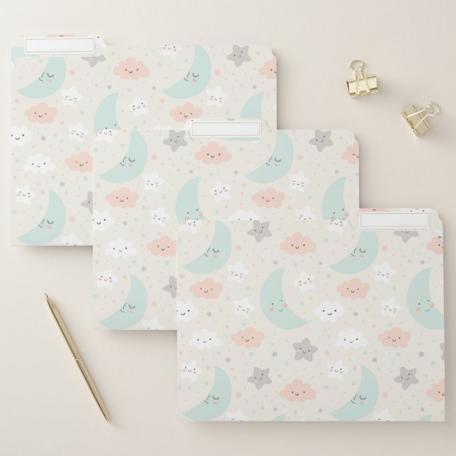 Cute Smiling Pastel Sky Pattern File Folder (Set)
