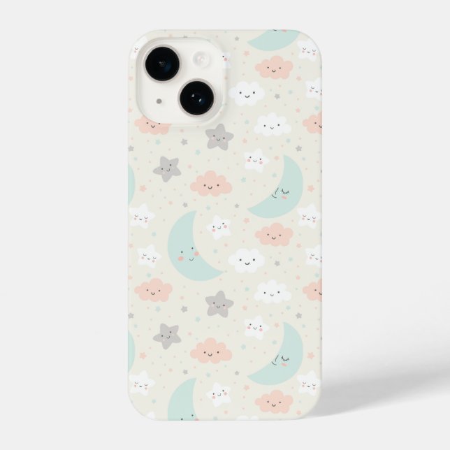 Cute Smiling Pastel Sky Pattern iPhone Case (Back)