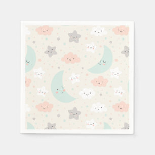 Cute Smiling Pastel Sky Pattern Napkins