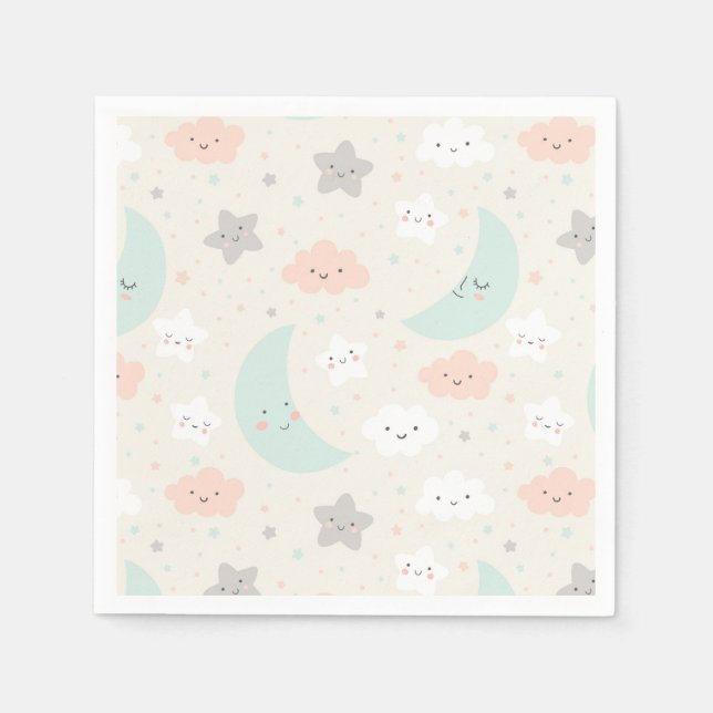 Cute Smiling Pastel Sky Pattern Napkins (Front)