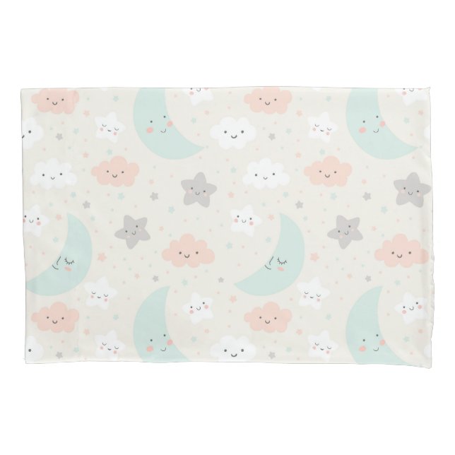 Cute Smiling Pastel Sky Pattern Pillow Case (Front)