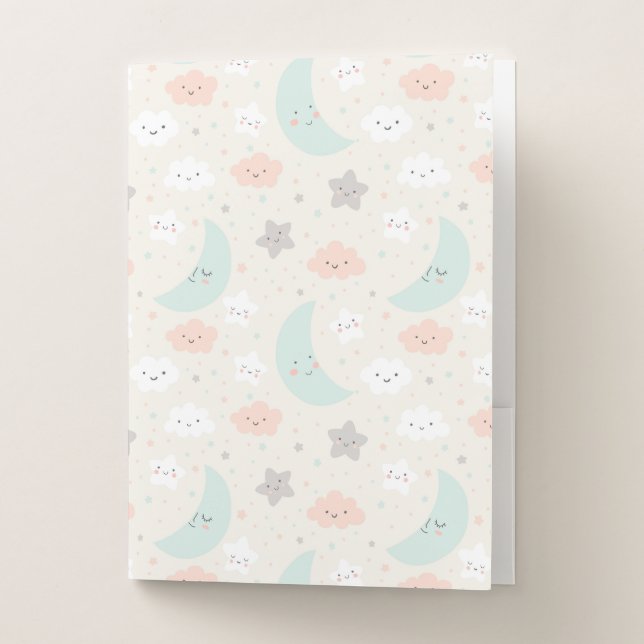 Cute Smiling Pastel Sky Pattern Pocket Folder (Front)