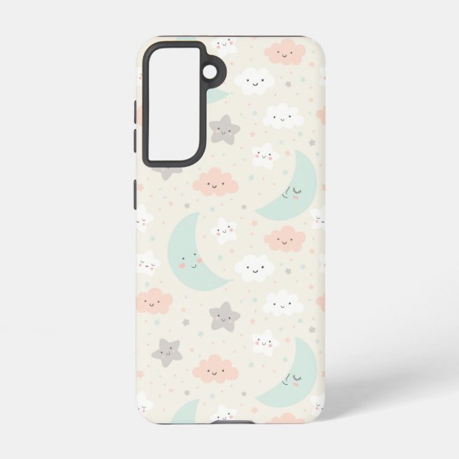 Cute Smiling Pastel Sky Pattern Samsung Galaxy Case (Back)