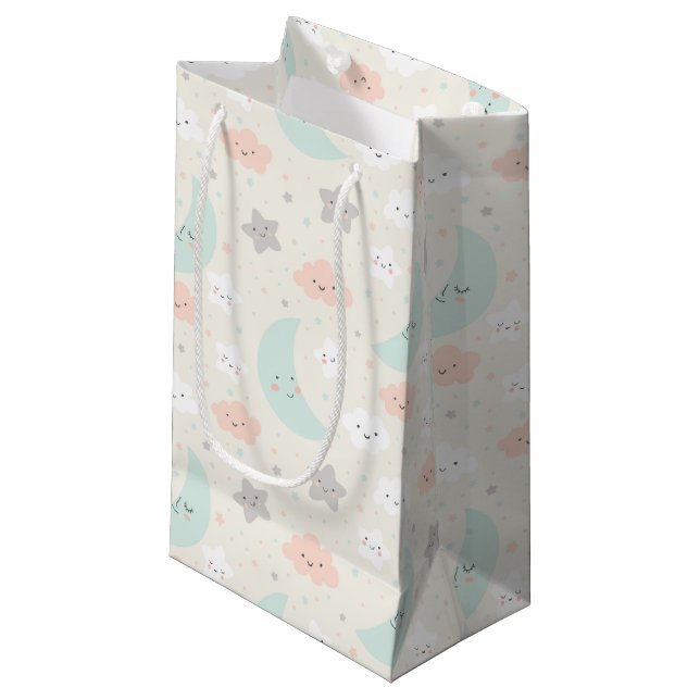 Cute Smiling Pastel Sky Pattern Small Gift Bag (Front Angled)