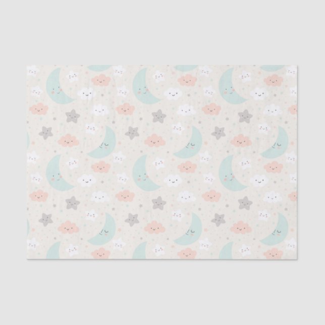 Cute Smiling Pastel Sky Pattern Tissue Paper (Front)