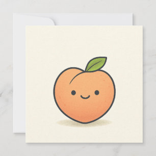 Cute Smiling Peach Face – Kawaii Fruit Holiday Card