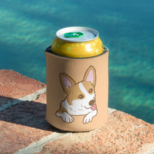 Cute Smiling Pembroke Welsh Corgi Can Cooler