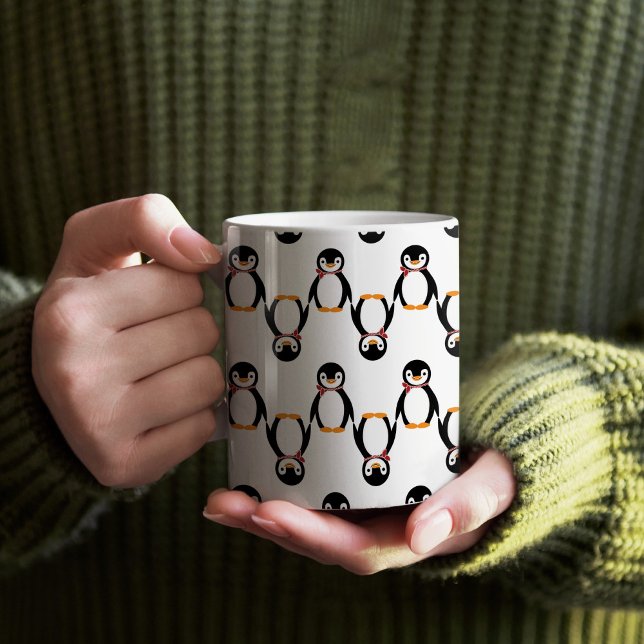 Cute Smiling Penguin with Scarf Coffee Mug (Penguin Pattern Mug)