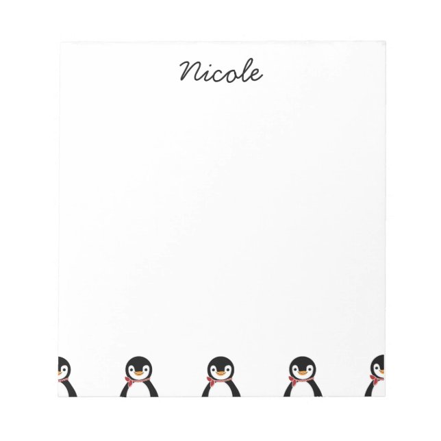 Cute Smiling Penguin with Scarf Notepad (Front)
