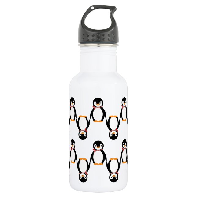 Cute Smiling Penguin with Scarf Water Bottle (Front)