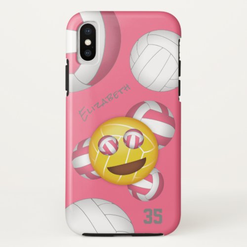 cute smiling personalized girls emoji volleyball iPhone x case