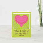 Cute Smiling Pink Heart Valentines Day Holiday Card