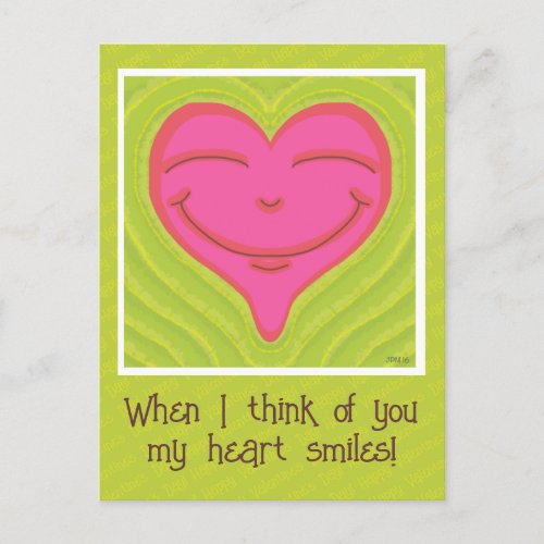 Cute Smiling Pink Heart Valentines Day Holiday Postcard