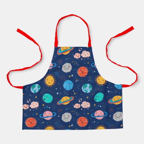 Cute Smiling Planet Pattern Apron