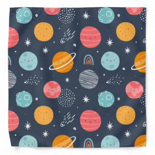 Cute Smiling Planet Pattern Bandana