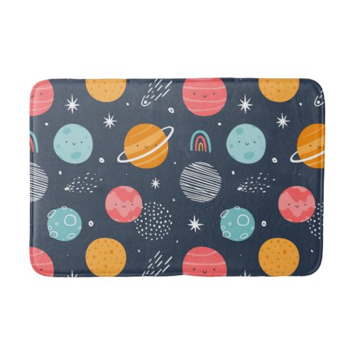 Cute Smiling Planet Pattern Bath Mat