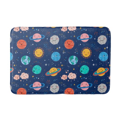 Cute Smiling Planet Pattern Bath Mat