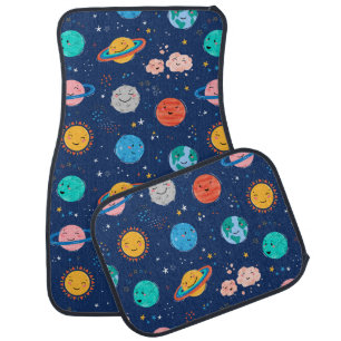 Cute Smiling Planet Pattern Car Floor Mat
