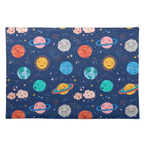 Cute Smiling Planet Pattern Cloth Placemat