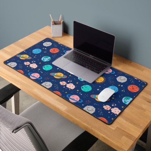 Cute Smiling Planet Pattern Desk Mat