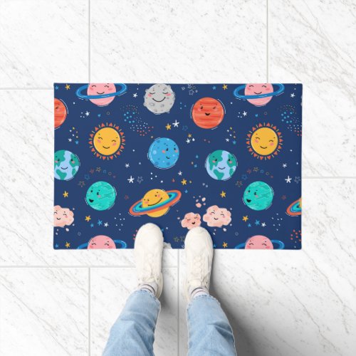 Cute Smiling Planet Pattern Doormat