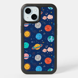 Cute Smiling Planet Pattern iPhone 15 Case