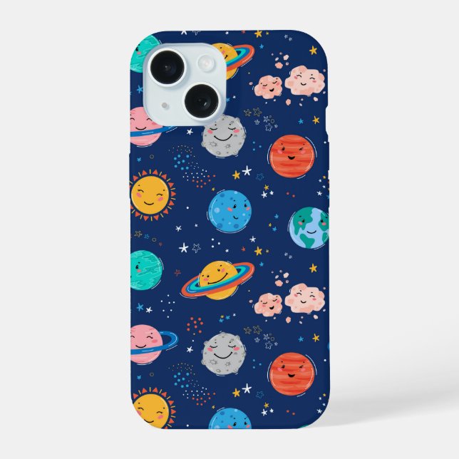 Cute Smiling Planet Pattern Iphone Case (Back)