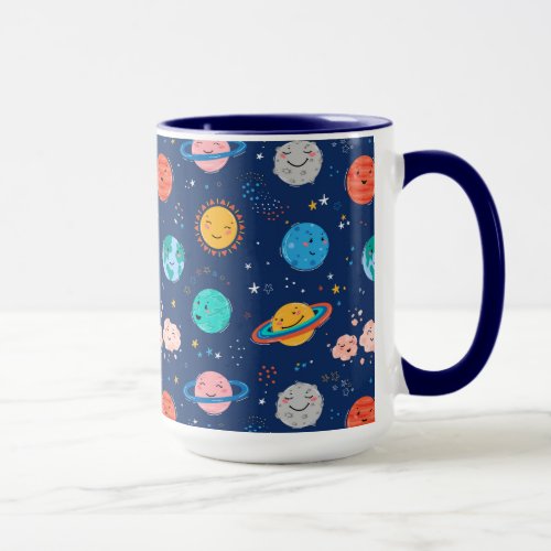 Cute Smiling Planet Pattern Mug