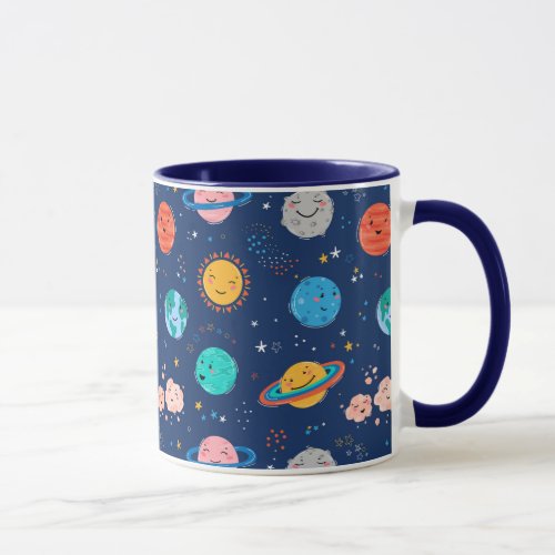 Cute Smiling Planet Pattern Mug