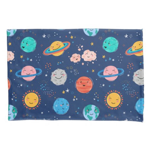 Cute Smiling Planet Pattern Pillow Case