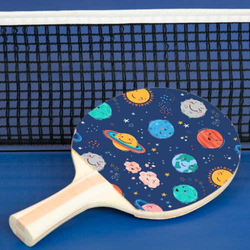 Cute Smiling Planet Pattern Ping Pong Paddle