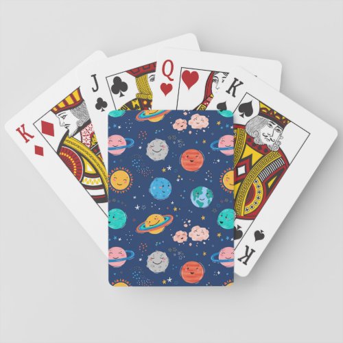 Cute Smiling Planet Pattern Playing Cards