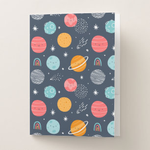 Cute Smiling Planet Pattern Pocket Folder
