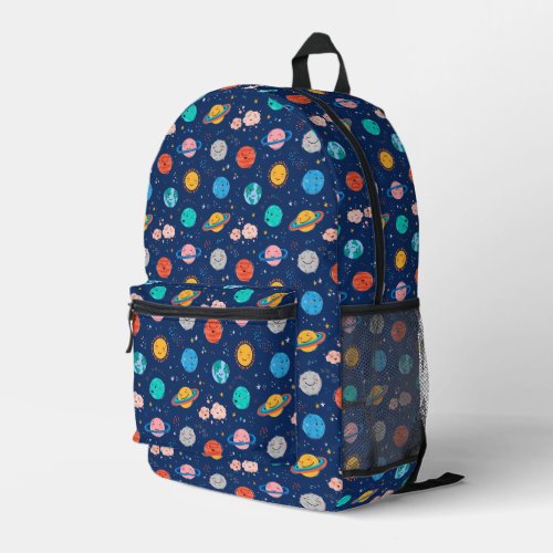 Cute Smiling Planet Pattern Printed Backpack