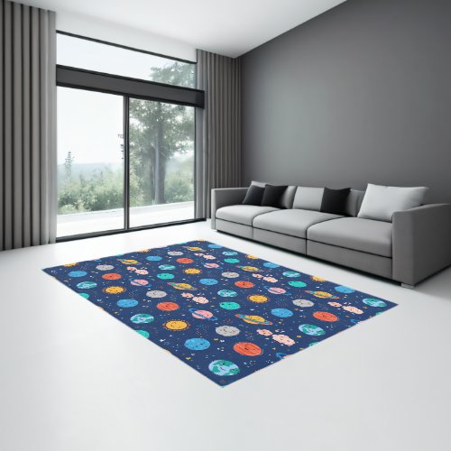 Cute Smiling Planet Pattern Rug