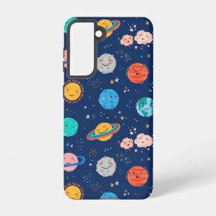 Cute Smiling Planet Pattern Samsung Galaxy S21 Case