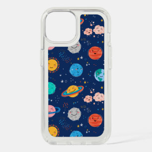 Cute Smiling Planet Pattern iPhone 15 Case