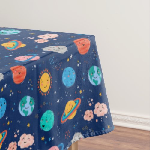 Cute Smiling Planet Pattern Tablecloth