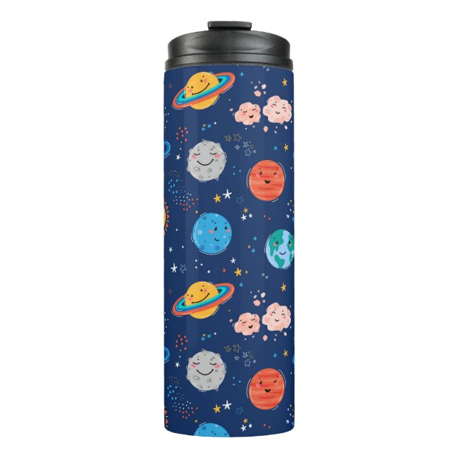 Cute Smiling Planet Pattern Thermal Tumbler (Front)