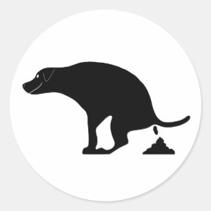 Cute Smiling pooping Dog Classic Round Sticker