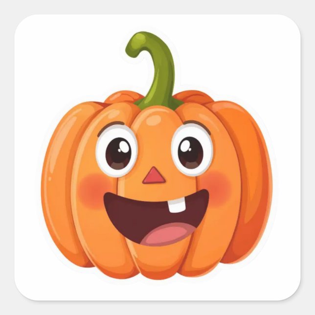 Cute Smiling Pumpkin Face Halloween Sticker (Front)