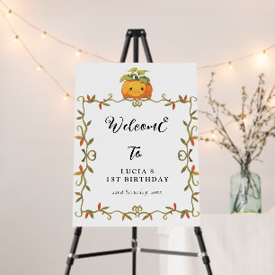 Cute Smiling Pumpkin Land Birthday Welcome Foam Board