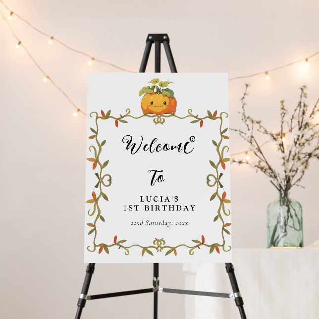 Cute Smiling Pumpkin Land Birthday Welcome Foam Board (In Situ (Stand))