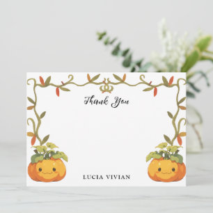 Cute Smiling Pumpkin Land Thank You Card