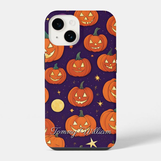 Cute Smiling Pumpkins For Halloween Iphone Case (Back)