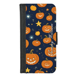 Cute Smiling Pumpkins For Halloween iPhone 8/7 Wallet Case